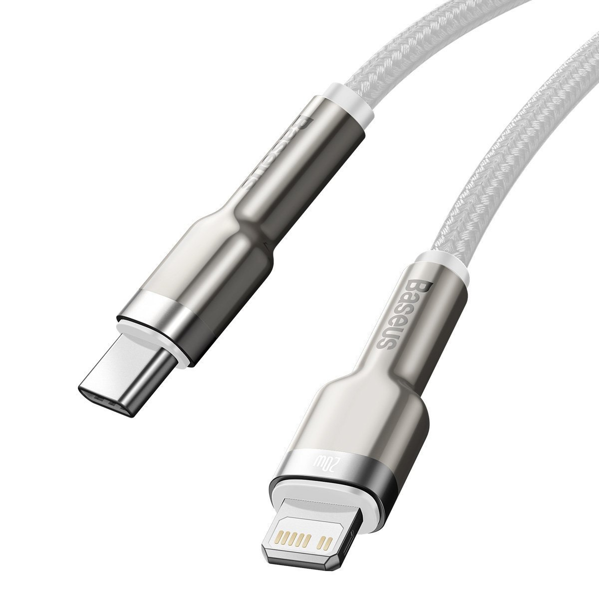 Kabllo karikimi Baseus CATLJK-A02, USB-C në Lightning, 1 m, e bardhë