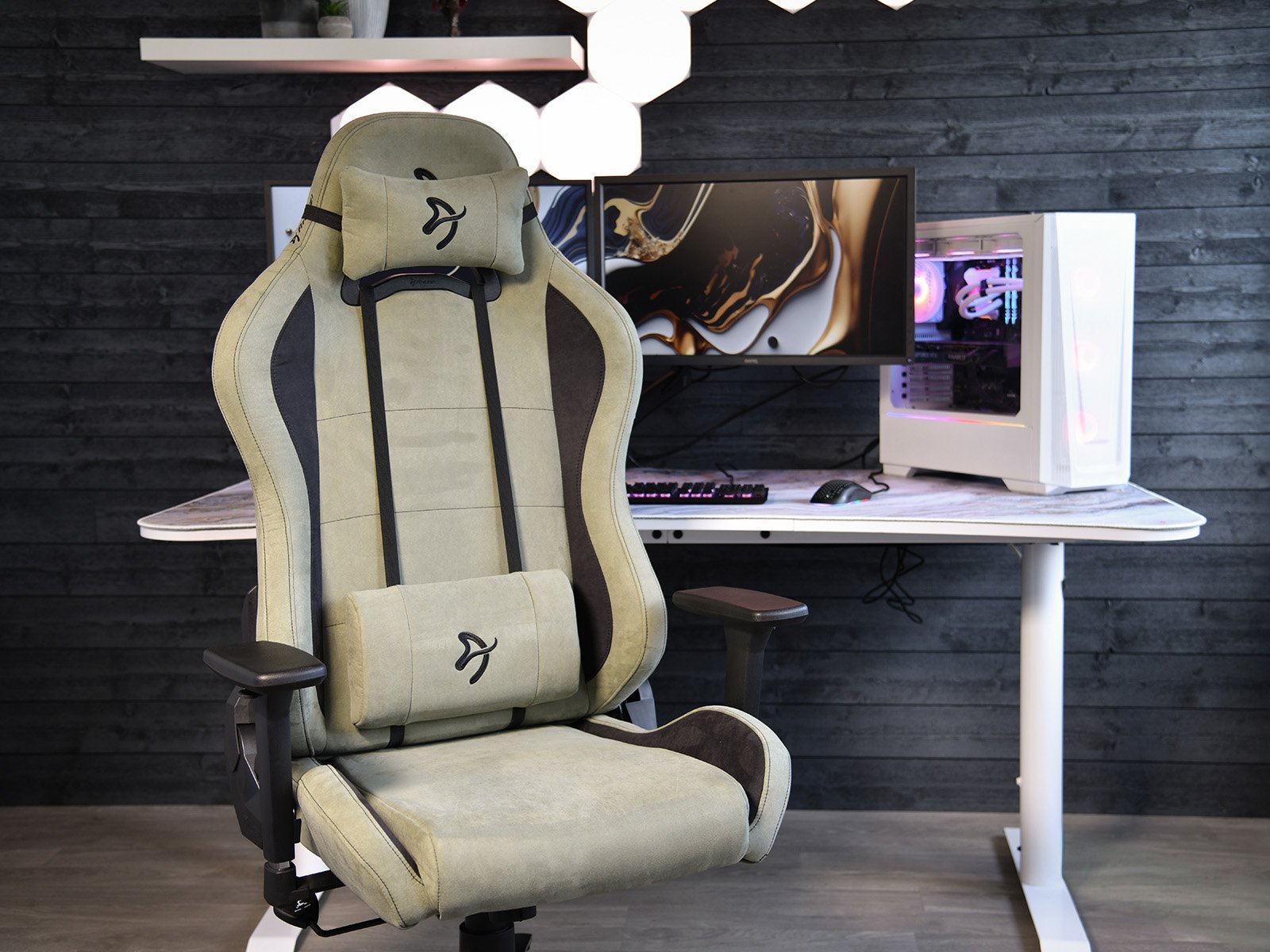Karrige gaming Arozzi Torretta, Super Soft, ergonomike, e gjelbër e errët