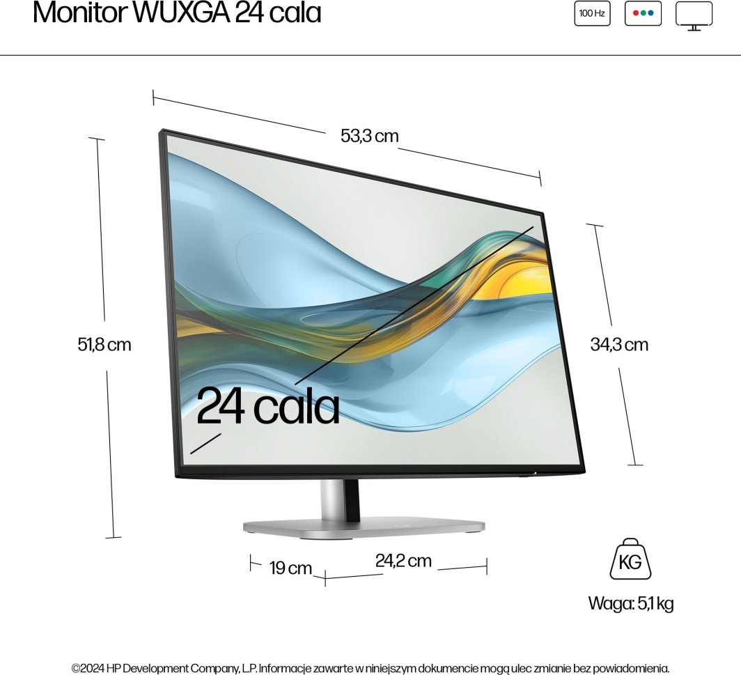 Monitor HP Series 5 524pn, 24", WUXGA 100Hz, i zi