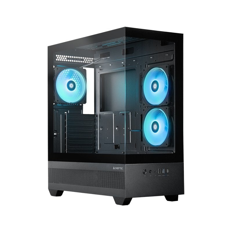 Kuti kompjuteri Chieftec GT-01B-OP MIDI Tower, xham i temperuar, ATX mATX Mini ITX, e zezë