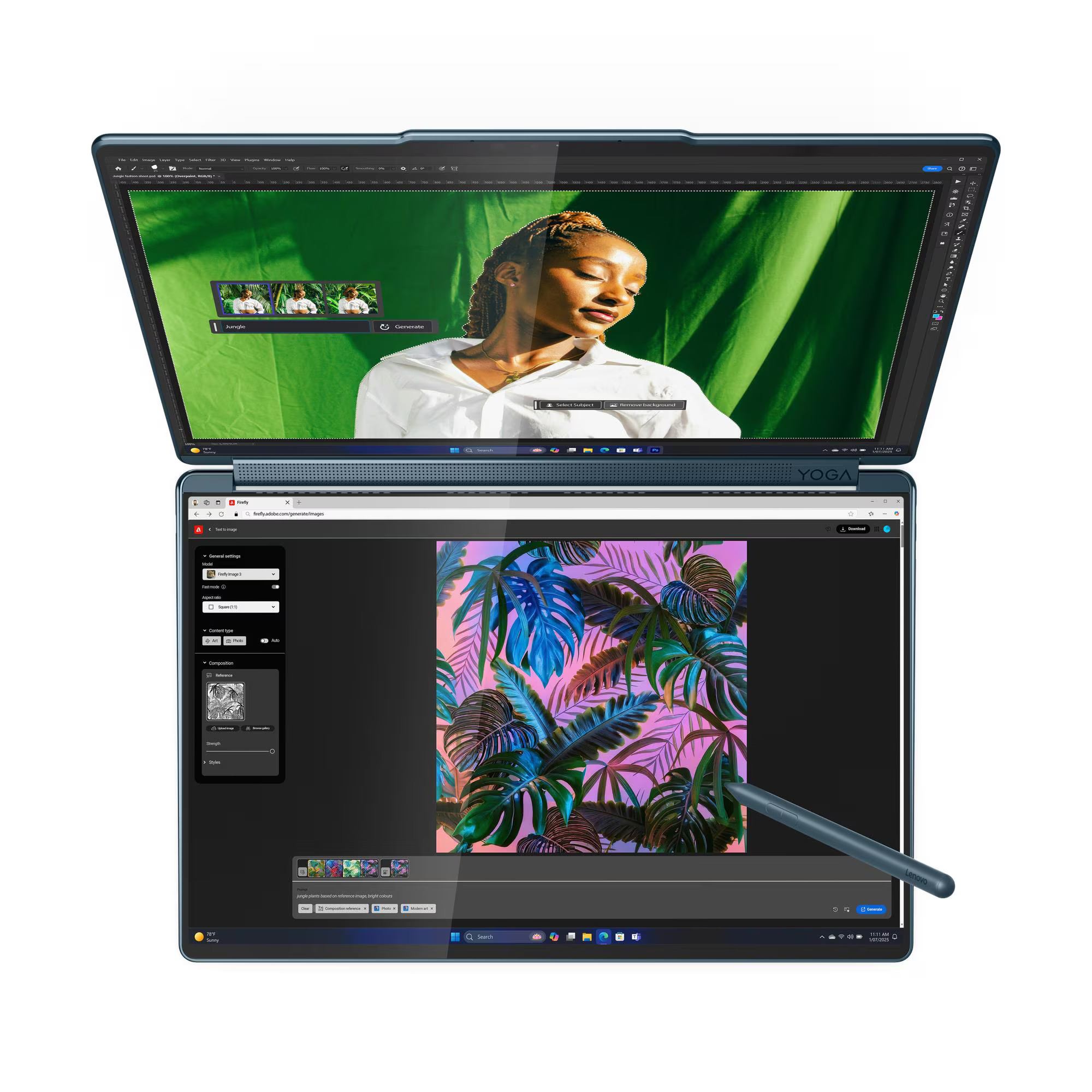 Laptop Lenovo NB Yoga Book 9 14IAH10, 2x14", Intel Arc 140T GPU, Intel Core Ultra 7 255H, 2.8K WQXGA, Multi-touch, 32GB LPDDR5x-8400, 1TB SSD M.2 2242 PCIe, Tidal Teal