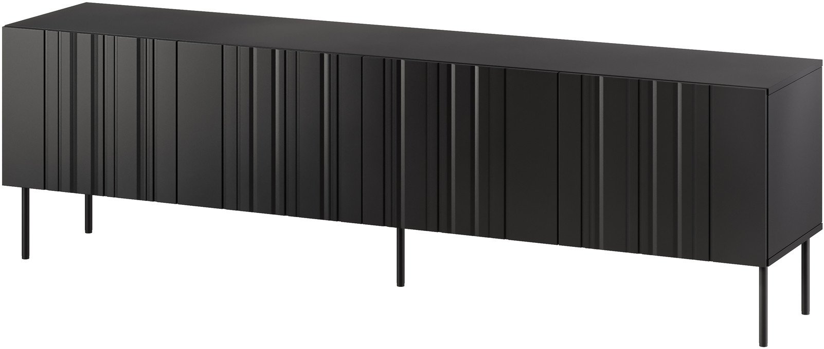Komodinë TV Cama Meble ISLA, 200x40x60 cm, MDF, e zezë mat