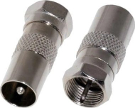 Konektor antene F në prizë TV, metalik, 1 copë, argjendtë