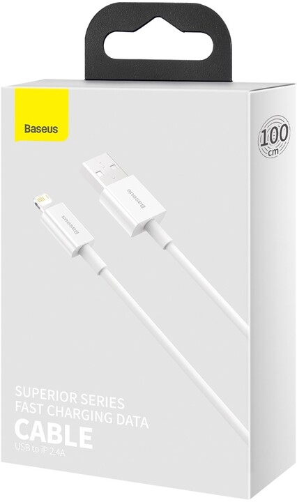 Kabllo BASEUS Superior Series USB-A - Lightning, 2.4A, 1m, e bardhë