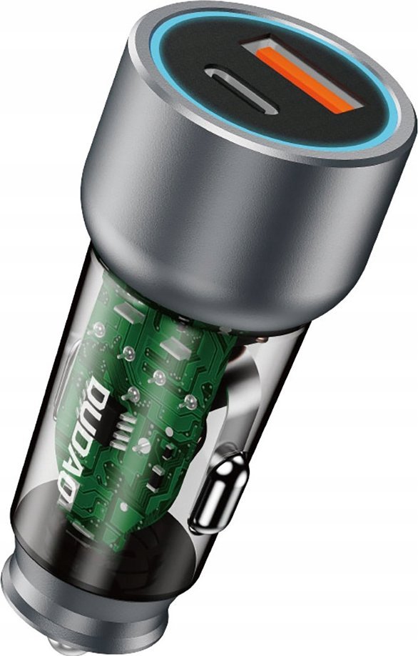 Полнач за автомобил Dudao R4T, 30W, USB A и USB C, сив