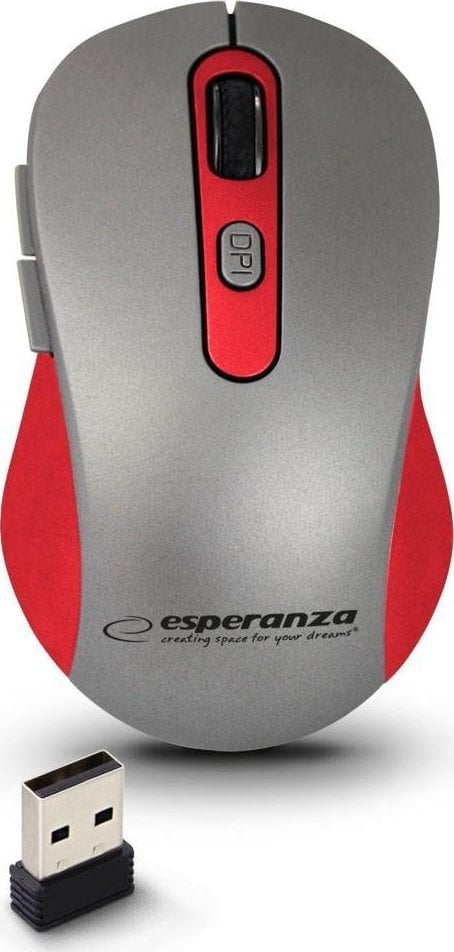 Безжичен глушец Esperanza ADARA EM131R, 2.4GHz, 1600 DPI, црвен