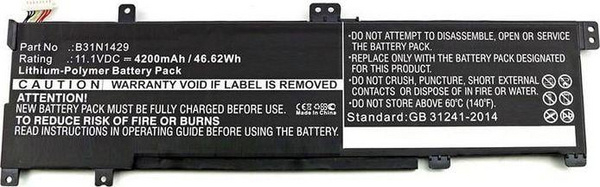 Bateri laptopi CoreParts për Asus A501 Vivobook, 39Wh, Li Pol 11.1V, e zezë