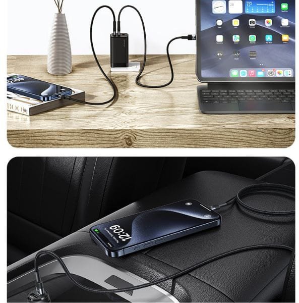 Kабел USB-C во USB-C Usams SJ724, 1.2m, 60W, црн