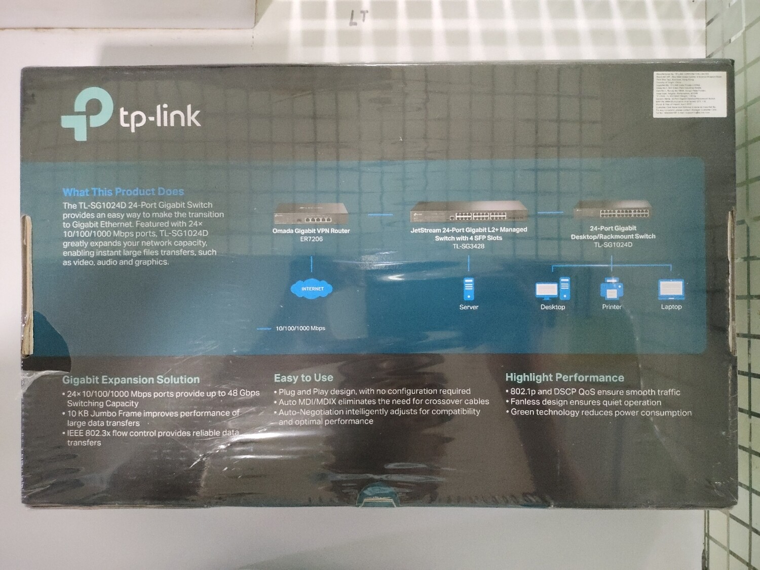 Switch TP-Link TL-SG1024, 24 porte Gigabit, RJ45, pa ventilator