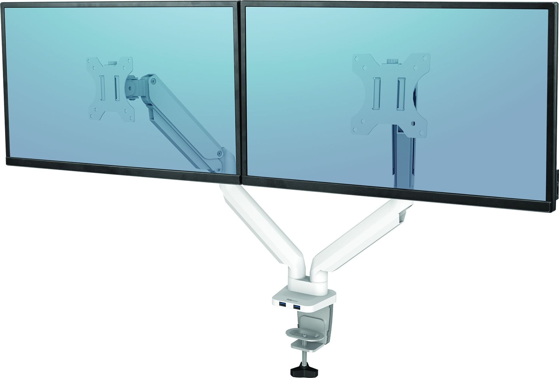 Krah monitori i dyfishtë Fellowes 8056301, për monitorë 27", rrotullim 360°, i bardhë