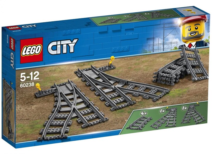 Set LEGO City 60238 Výhybky, shina për tren, 8 copa