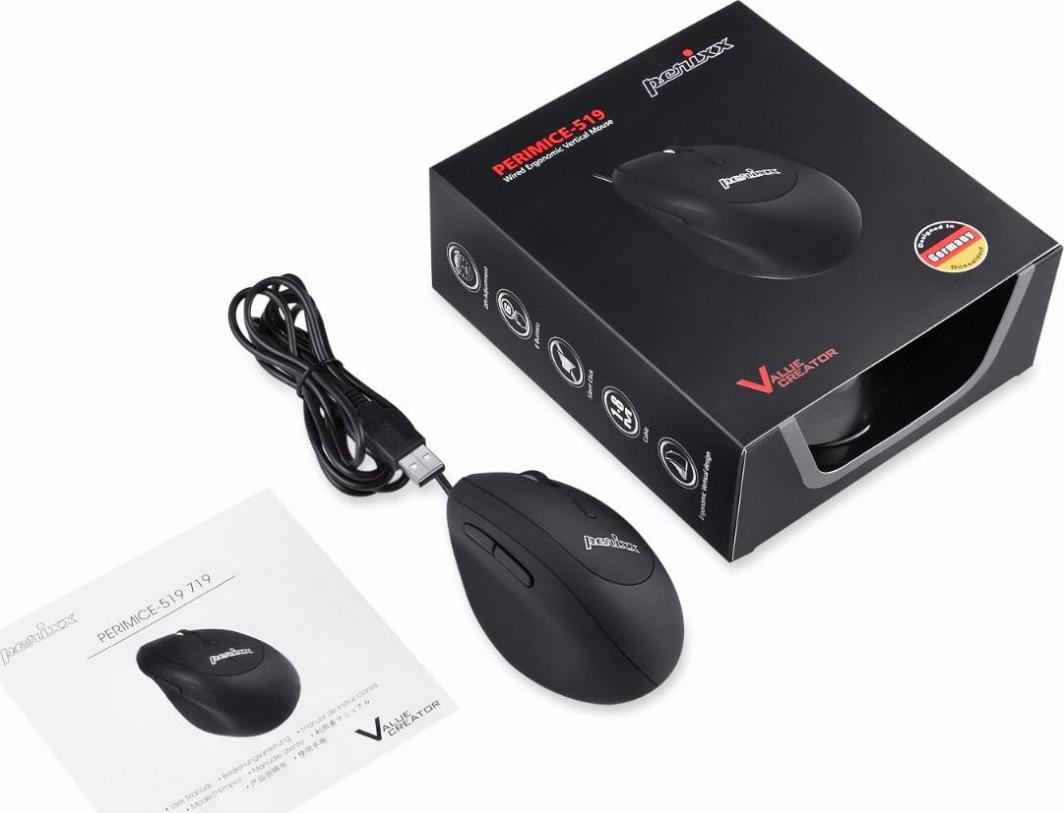 Maus Perixx Perimice-519, me kabllo, USB, i zi