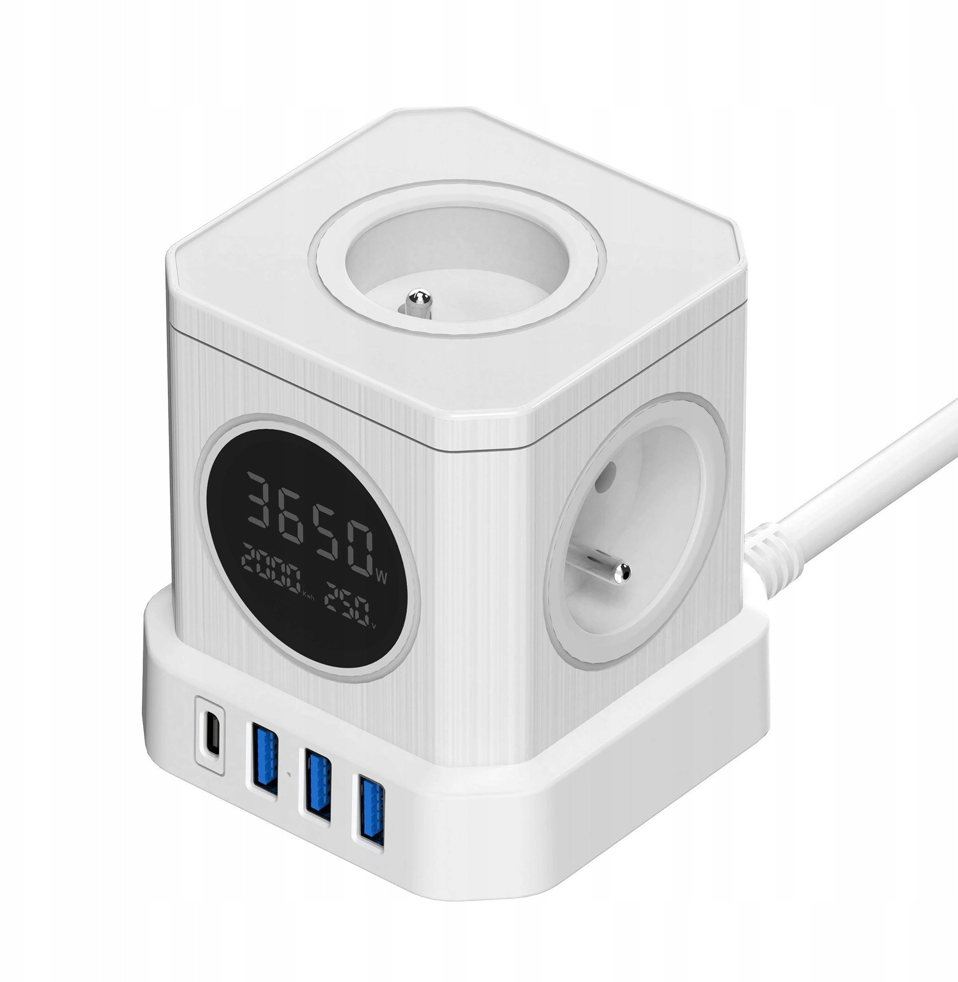 Adapter rryme Viking ACT44W, 230V, USB A dhe USB C, karikim wireless 15W, i bardhë