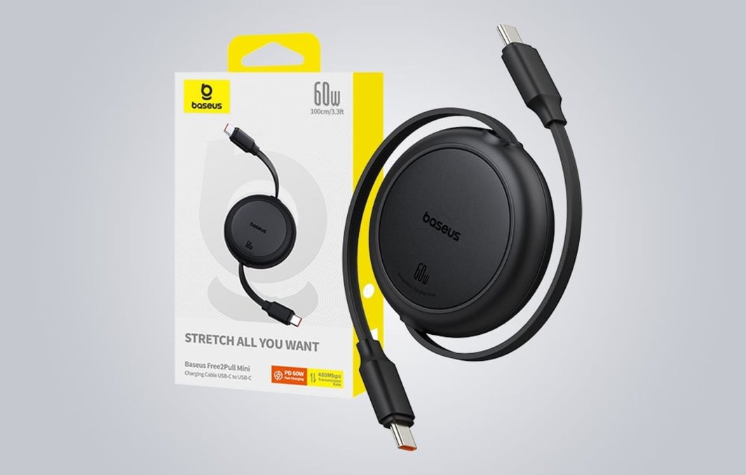 Kabllo karikimi Baseus Free2Draw Mini, Type C në Type C, 100W, 1m, e zezë