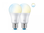Llambë smart WiZ LED E27 A60, 8W 806lm, 2700-6500K, paketë 2 copë