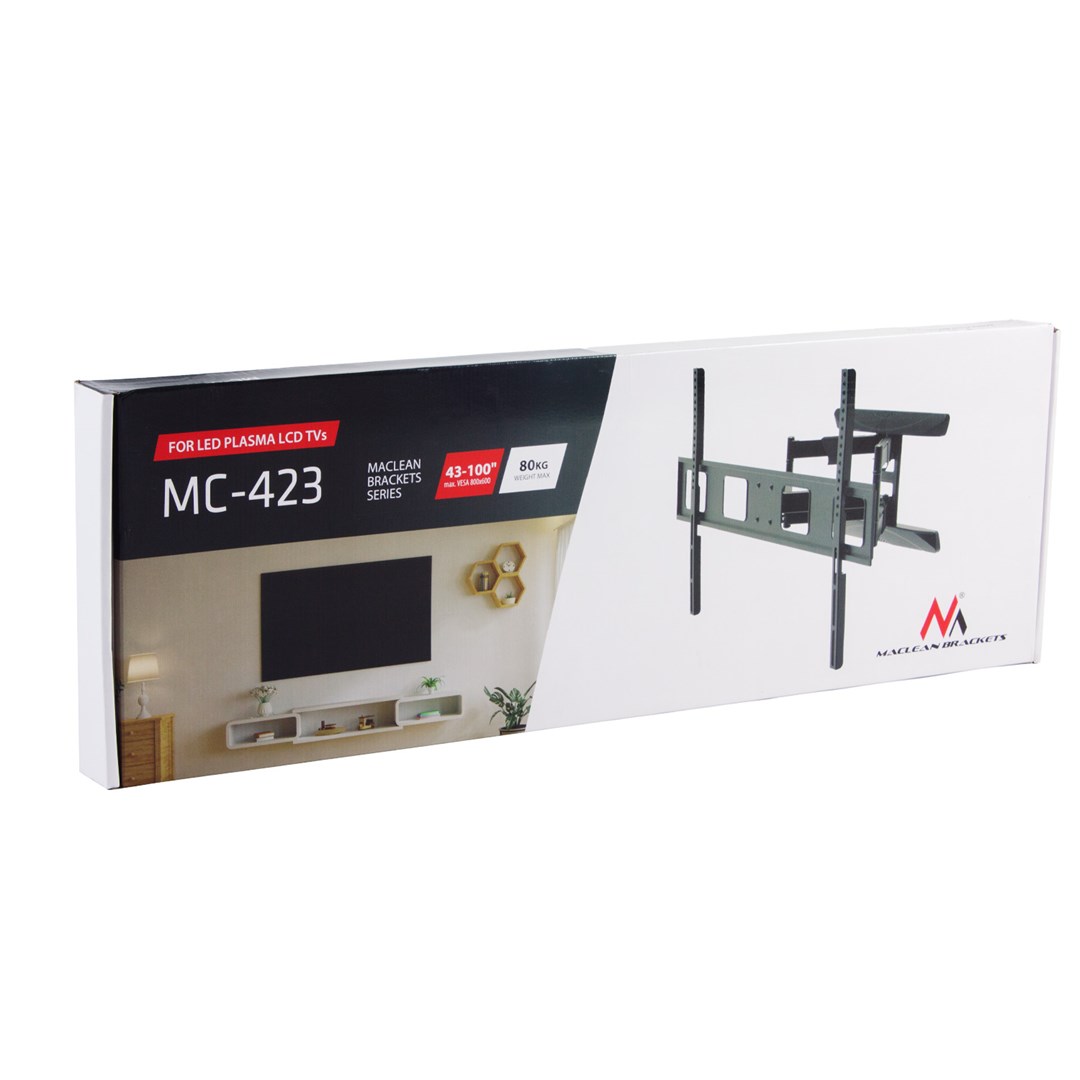 Mbajtëse muri për TV Maclean MC-423, 43-100", e zezë