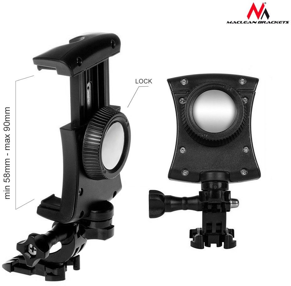 Parzmore sportive për kraharor Maclean MC-773, për telefon dhe GoPro, universale, e zezë