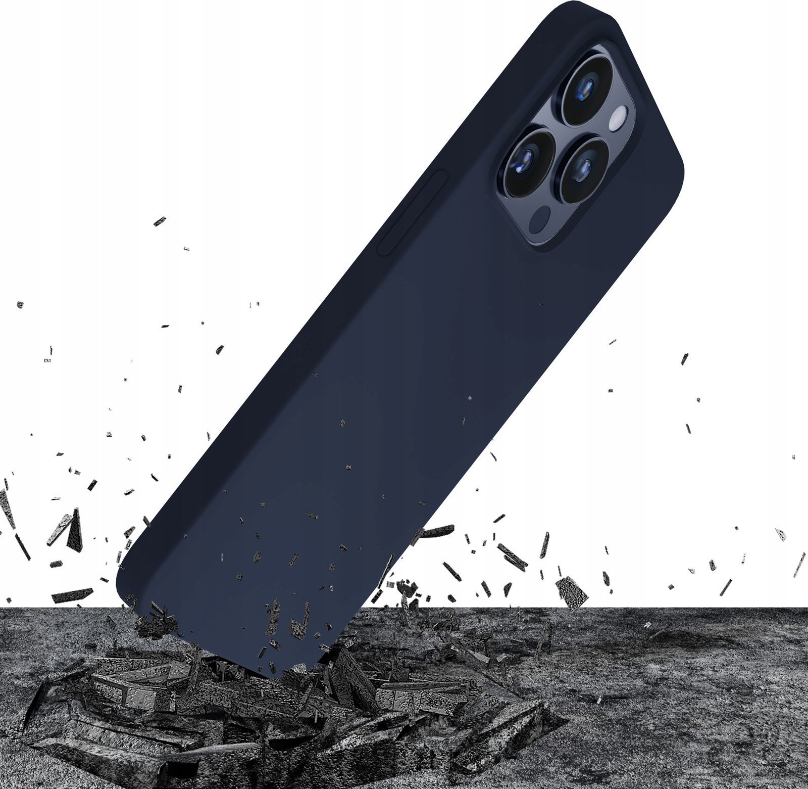 Mbulesë silikoni 3mk për Apple iPhone 15 Pro Max, me mikrofibër, blu e errët