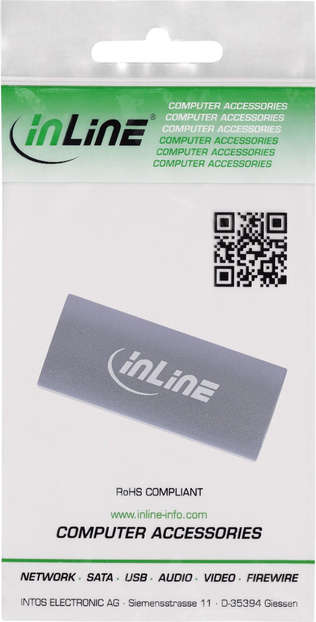 Adapter USB InLine USB4, 2x USB C, 40Gbps, alumini, gri