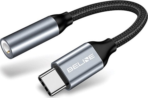 Adapter audio Beline USB C në Jack 3.5mm, DAC, gri