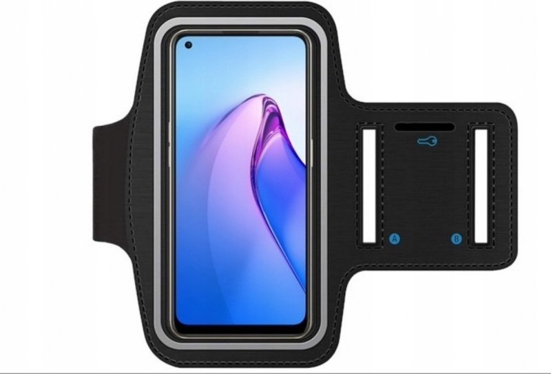 Armband sportiv SmartFitness për telefon Oppo Reno8 5G, neopren, me xhep për çelësa, i zi