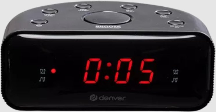 Radio me orë Denver CR-430, tuner FM, ekran LED 0.6", e zezë
