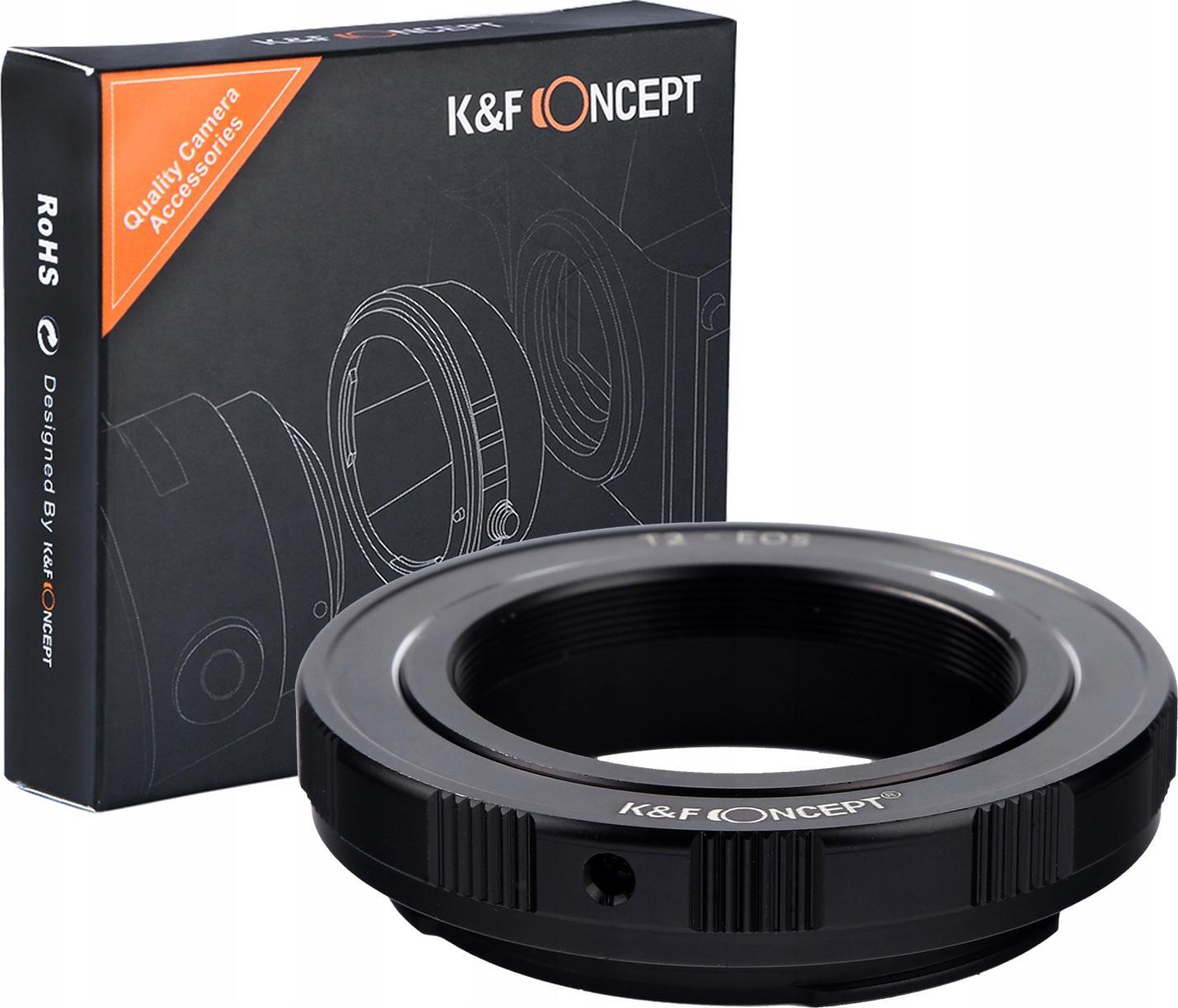 Adapter objektivi K&amp;F Concept KF06.150, Canon EF EF-S në T2 T-mount, bronz dhe alumin, i zi