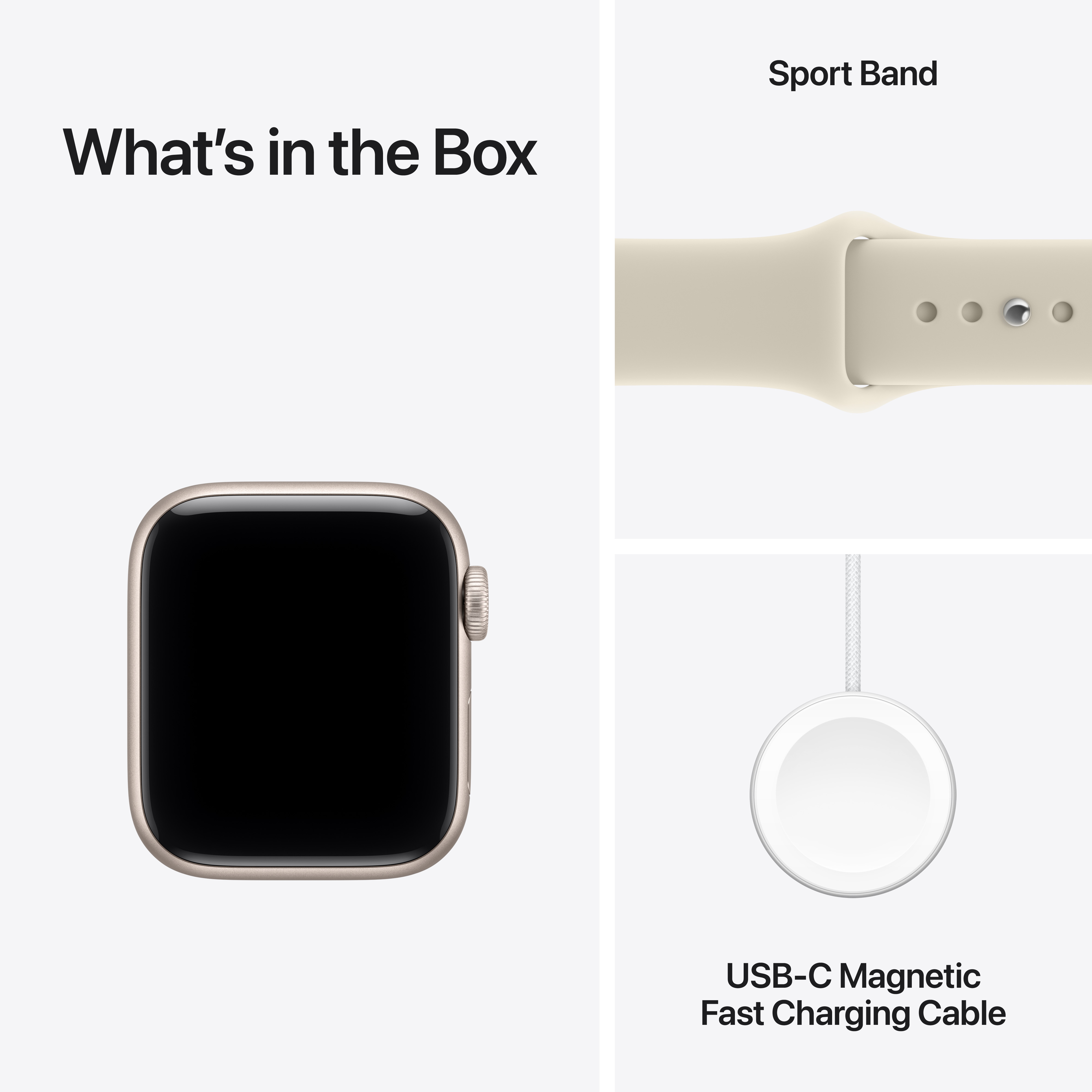 Apple Watch SE3 v2 GPS 40mm Starlight Aluminum Case with Sand Sport Band, M/L