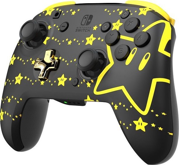 Kontroller PDP Rematch Super Stars Glow, wireless, i zi / i verdhë