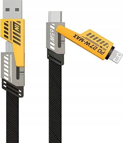 Kabllo karikimi Awei CL-226 4in1, USB C Lightning USB A, 65W, 120cm, e zezë