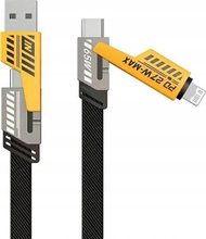 Kabllo karikimi Awei CL-226 4in1, USB C Lightning USB A, 65W, 120cm, e zezë