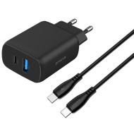 Karikues muri Proove Silicone Power 2, 30W, Type-C + USB, me kabllo Type-C në Type-C, i zi