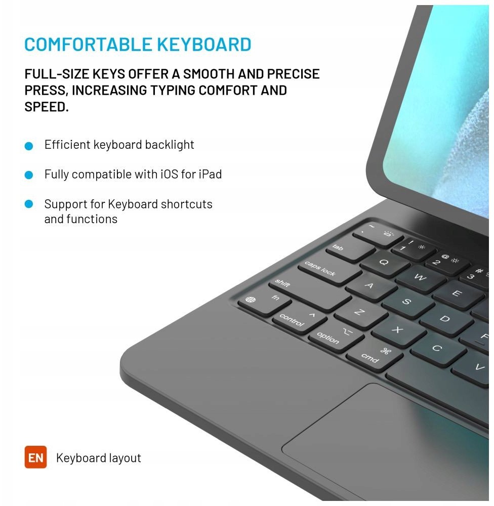 Këllëf me tastierë FIXED Typee për iPad Pro 11" dhe iPad Air 10.9", Bluetooth, i zi
