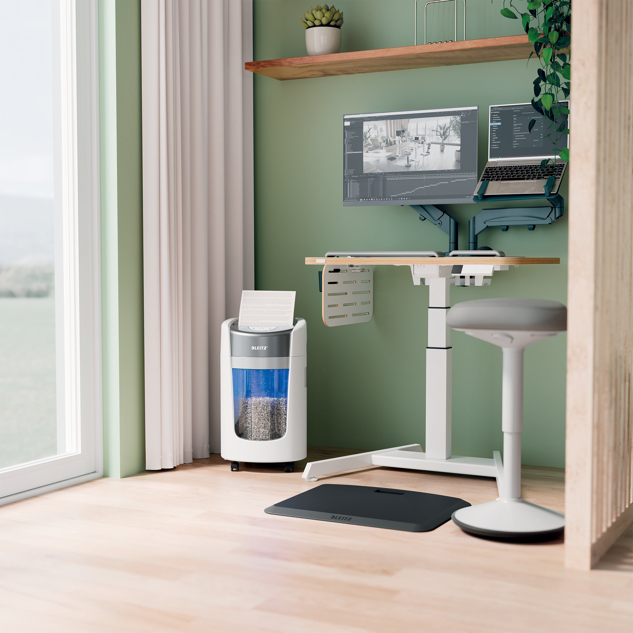 Makinë sharruese dokumentesh Leitz IQ OptiMax Home Office 225, micro cut P5, 15L, e bardhë