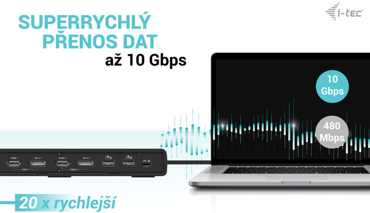 Docking Station i-tec USB 3.0 / USB-C / Thunderbolt 3, 2x Display, PD 100W