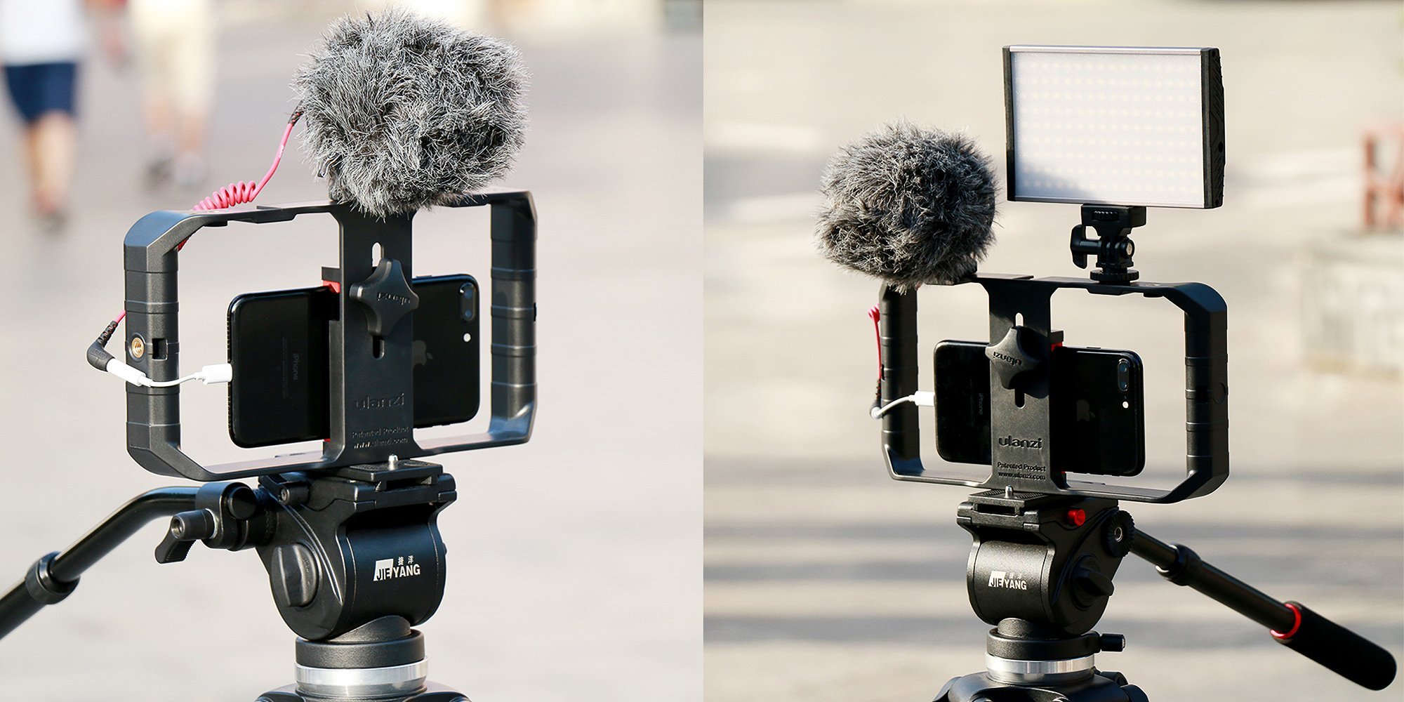 Rig video për smartphone Ulanzi U-Rig Pro, dy doreza, pika montimi për aksesorë, i zi