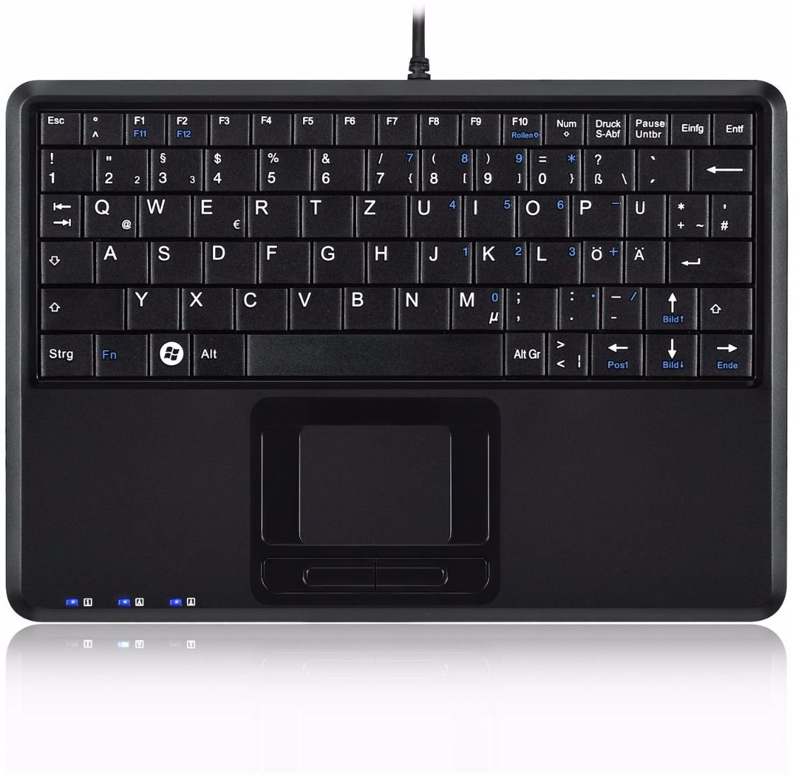 Tastierë Perixx PERIBOARD-510H Plus, me kabllo USB, touchpad i integruar, layout UK, e zezë