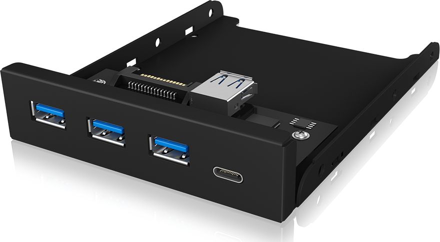 Panel frontal për kompjuter Icy Box IB-HUB1418-i3, 3x USB 3.0, 1x USB-C, i zi