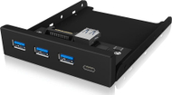Panel frontal për kompjuter Icy Box IB-HUB1418-i3, 3x USB 3.0, 1x USB-C, i zi