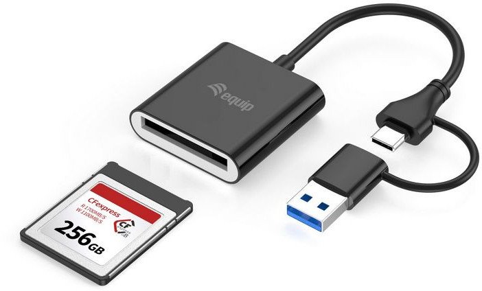 Lexues kartelash Equip CFexpress Type B, USB 3.2 Gen 2 10Gbps, USB C dhe USB A, i zi