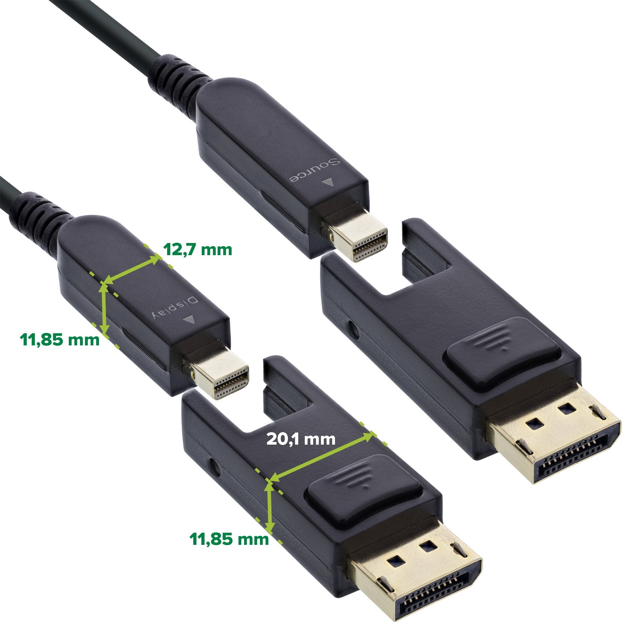 Kabllo DisplayPort InLine AOC 1.4, 8K, 30m, e zezë