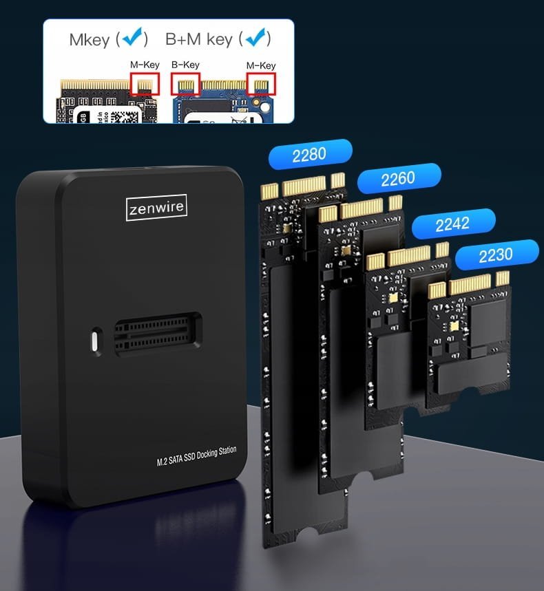Adaptues për SSD M.2 NVMe SATA, USB C, 10Gbps, i zi