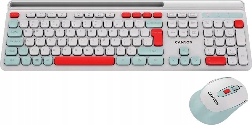 Set tastierë dhe mi CANYON HSET-W5, wireless 2.4 GHz, 105 taste, i bardhë