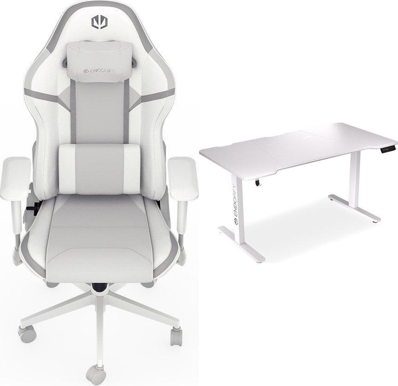 Set gaming Endorfy Armchair Scrim OWH dhe tavolinë elektrike Atlas L, 150 x 78 cm, e bardhë