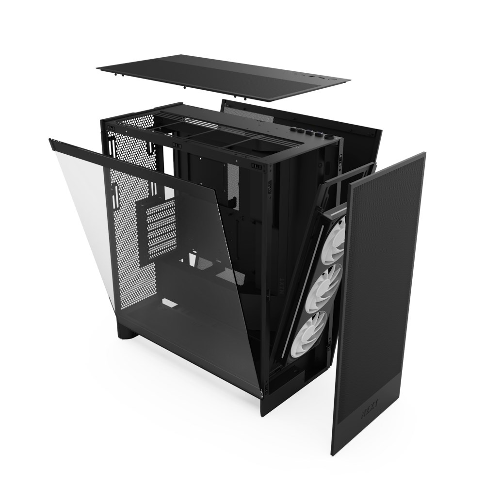 Kuti kompjuteri NZXT H7 Flow RGB 2024, mid tower, panel xhami, e zezë