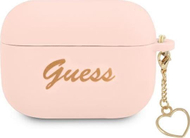 Këllëf silikoni Guess Charm Heart për AirPods Pro, me varëse, rozë