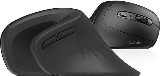 Maus pa tela DAREU, Bluetooth 2.4G, ergonomik vertikal, me klikim të qetë, i zi
