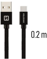 Kabllo USB C Swissten SW QU TYPC 3.1 0.2M GO, 20 cm, Quick Charge 3.1, gri