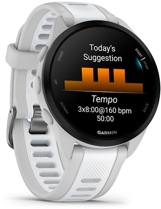Ora sportive Garmin Forerunner 165 Music, 43mm AMOLED, GPS, gri e bardhë