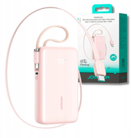 Power bank JOYROOM JR-PR2L, 10000mAh, 35W, me kabllo USB-C të integruar, rozë